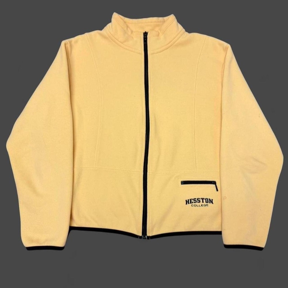 Vintage 90s Gear For Sports Hesston College Fleece Jacket Yellow XL